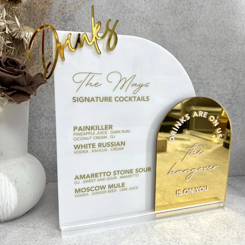 Table Number Gold - Menu da bar personalizzato con ritaglio