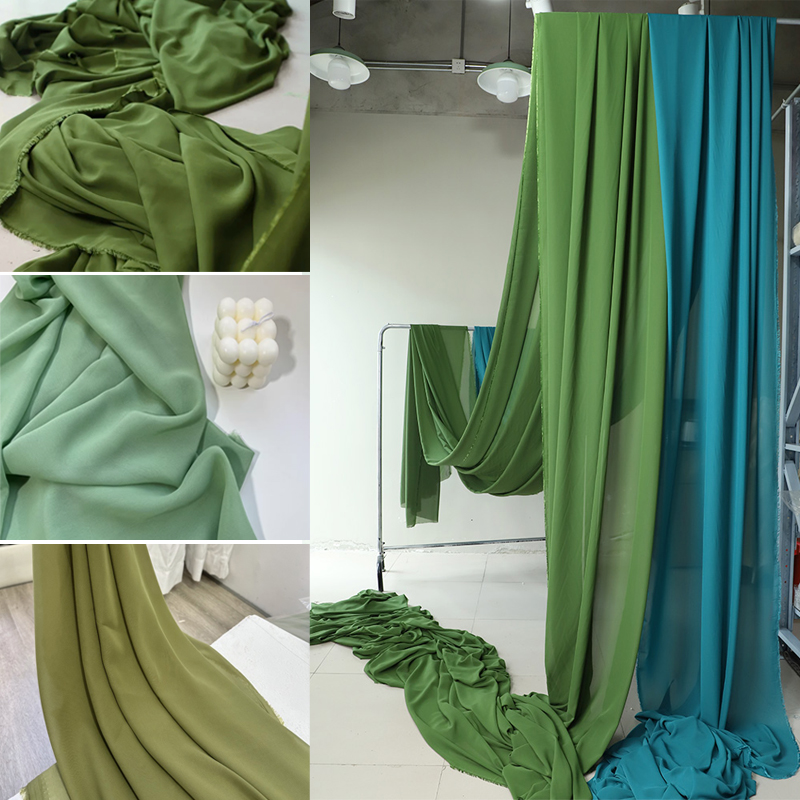 Wedding Backdrop Curtain - Oliva Avocado verde Chiffon tessuto nuziale