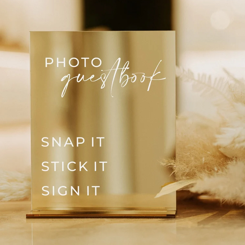 Table Number Gold - Segni di nozze con specchio dorato